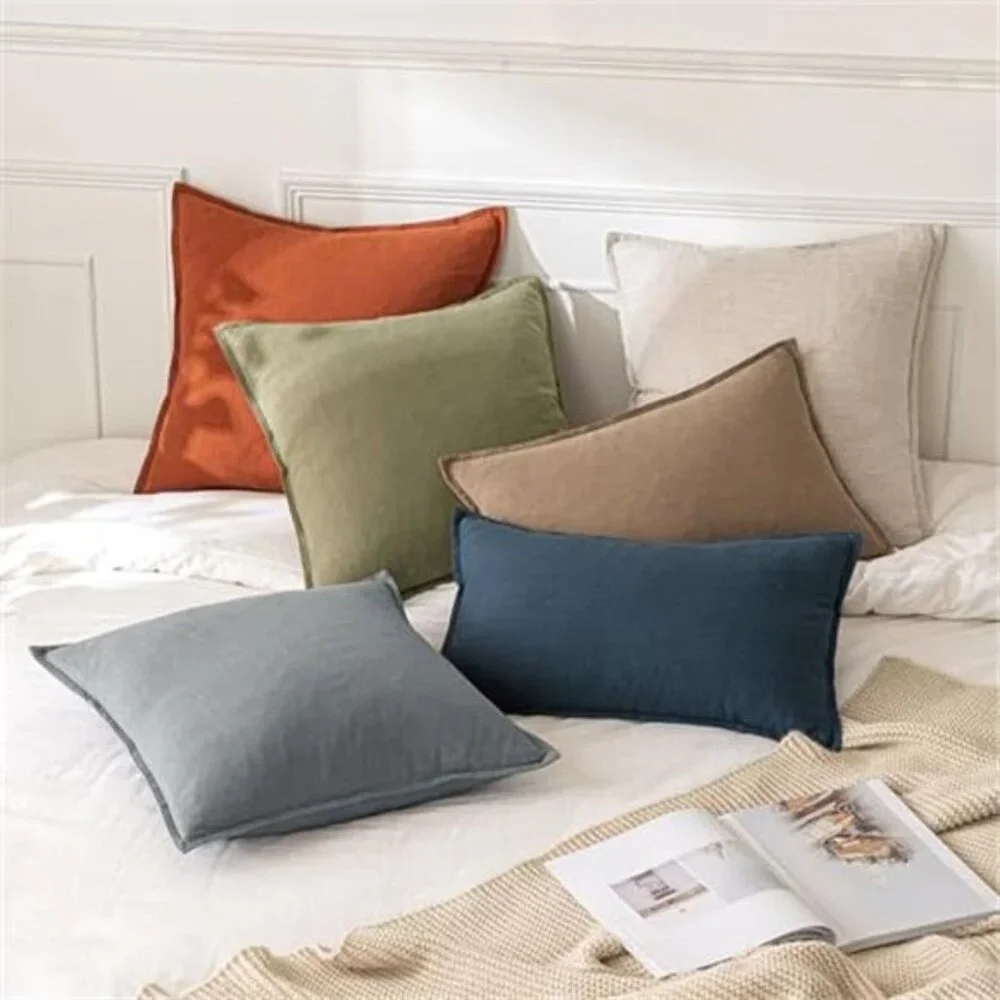 2 Pack Linen Pillow Covers 20x20 Inch Natural Beige Boho Farmhouse NO INSERT